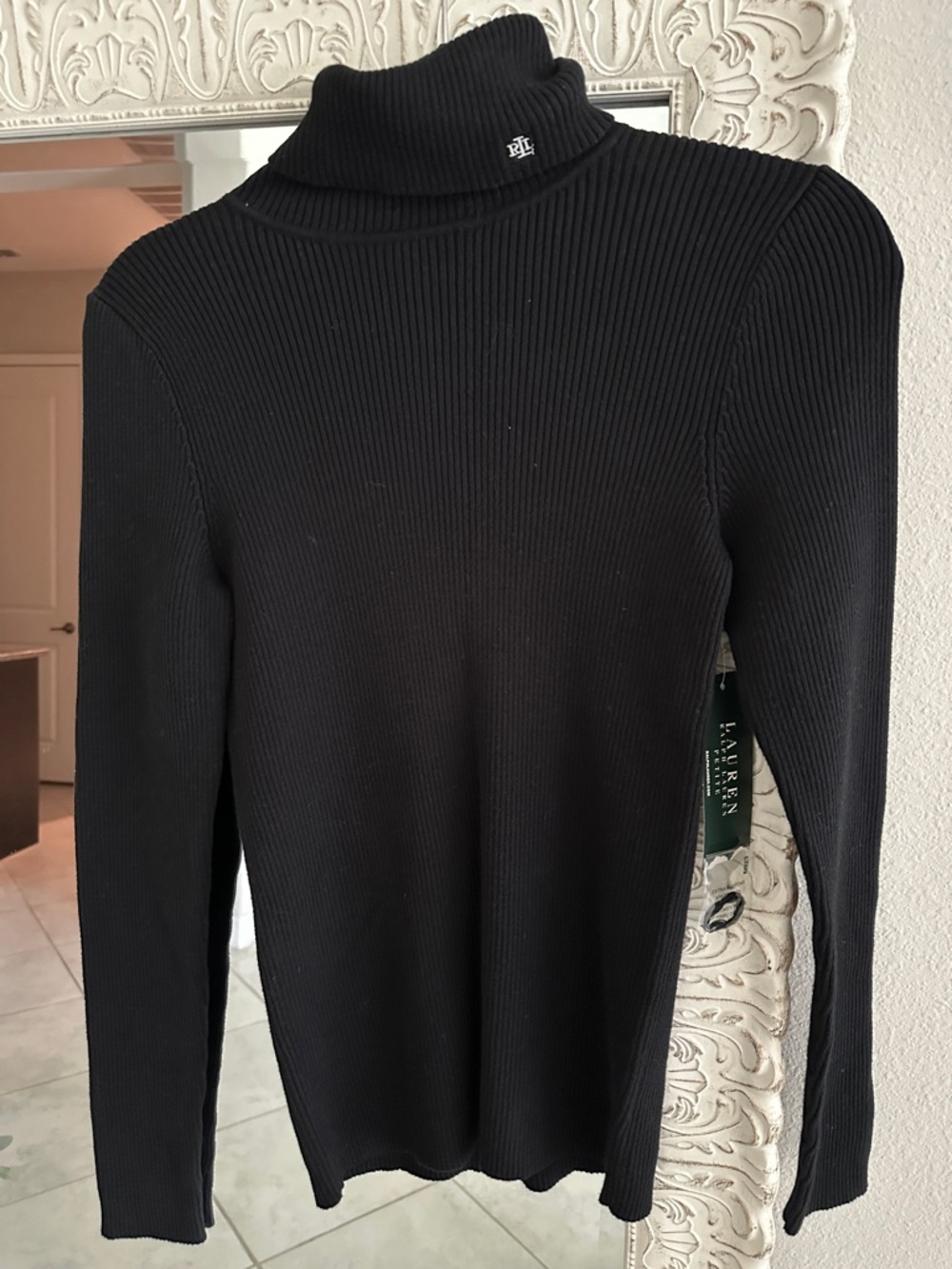 Lauren Ralph Lauren Black Ribbed Turtleneck Sweater PM